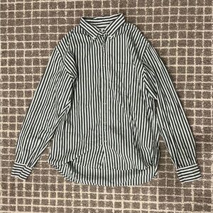 Uniqlo Green and White Striped Shirt